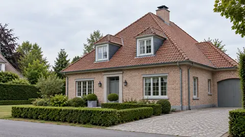 Villa quatre façades de Waterloo avec toiture en tuiles et lucarnes